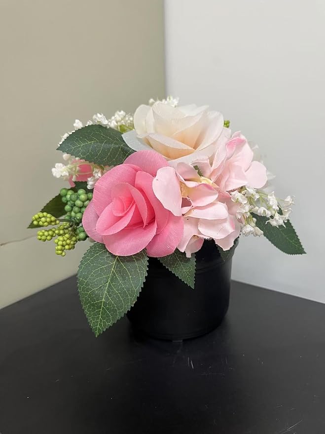 Artificial Floral Arrangement, Rose, Greenery, Fake Flower with RGB Led Light, Home Decor Rose Flower Lamp, Gift for Women, Valentines Day, Birthday, Wedding Anniversary
