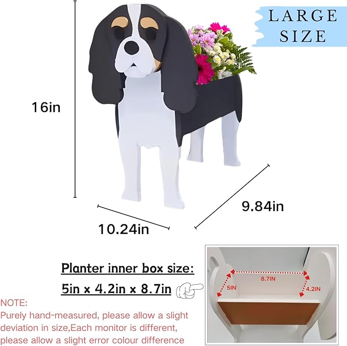 Cavalier King Charles Spaniel Dog Planter Plant Pots,Cute Large Dog Flower Planter,Gifts for Pet Lovers,Unique Animal Plant Pots,Office,Indoor Outdoor Garden Decor(9.84 * 10.24 * 16in)