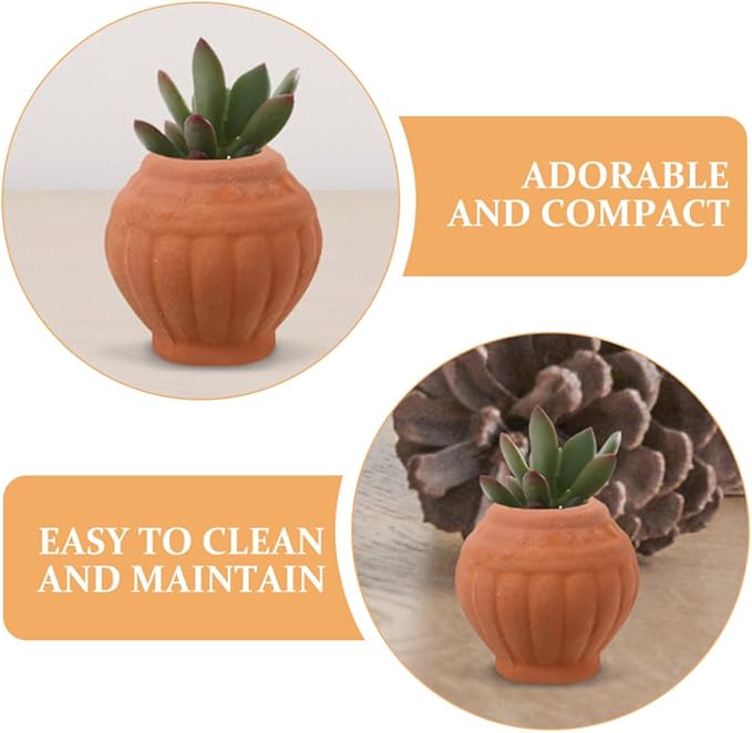Alasum 2Pcs Mini Terracotta Pots Set for Succulent and Cactus Plants, Handmade Tiny Clay Planters for Indoor Desktop Nursery, Classic Natural Terracotta Flower Holders
