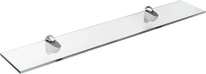 Spancraft Glass H-10x36-Brushed Steel Heron Glass Shelf, Brushed Steel, 10" x 36"