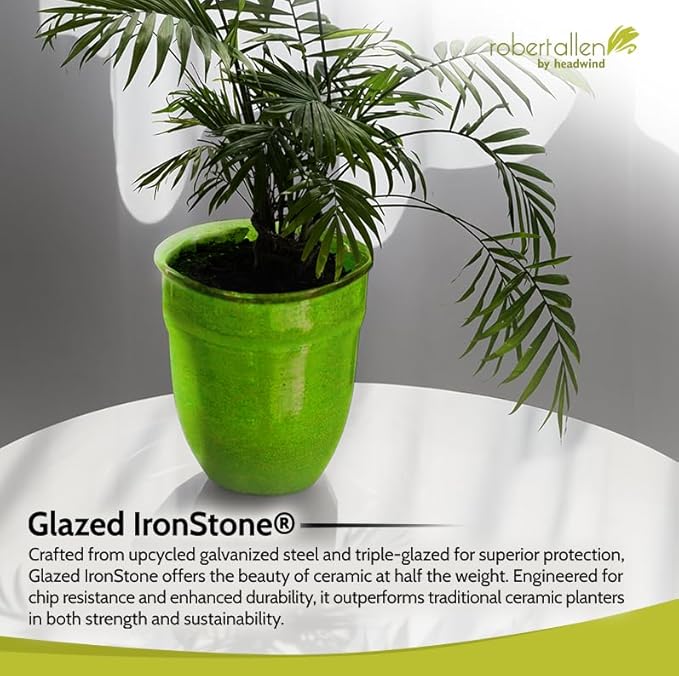 Headwind Glazed Ironstone Boutique Collection Plant Pot Indoor – Mini Venti 5 Inch – Kale Color Flower Pots for Indoor Plants - Glazed Pots for Plants by Robert Allen