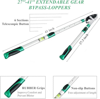Heavy Duty Anvil Lopping Shears -2 inch Cutting Capacity Bypass Lopper - Extendable 26 Inch to 41 Inch,Professional Tree Branch Cutter