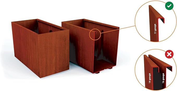 Plantercraft Large Rectangular Planters for Outdoor Plants - 46x16 Inch Corten Steel Planter | Extra Large Outdoor Planter Box for Modern Patio & Garden | Heavy Duty Metal Planter