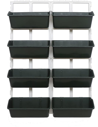 Vertical Wall Hanging Planter 8 Pockets, 4-Tier Indoor and Outdoor Plant Stand with Detachable Hooks, Hanging Plastic Pot Balcony Planter for Flowers Vegetables Herbs(4 Plugs)