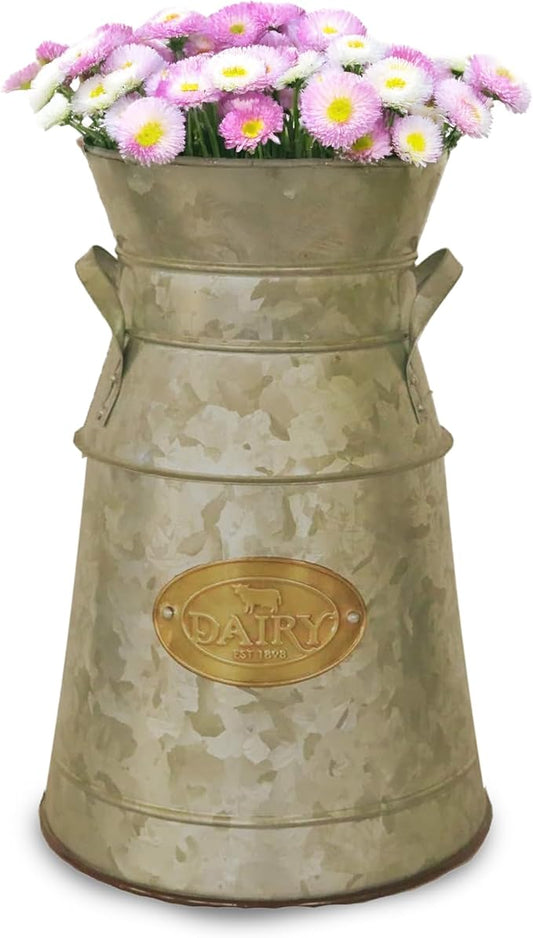 Headwind Countryside Collection - Vintage Dairy Planter – 12 Inch Rustic Green Galvanized Decor Metal Milk Can Vintage Country Style Farmhouse Vases Flower Holder by Robert Allen
