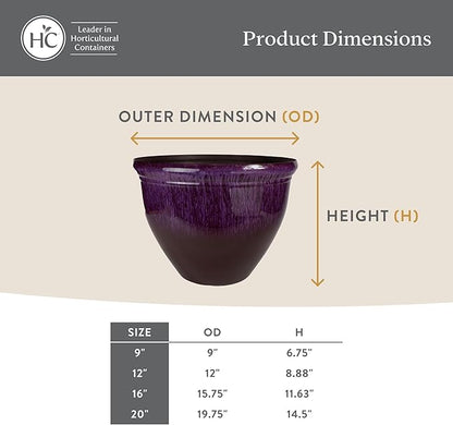 The HC Companies Pizzazz Decorative Round Flower Pots w/Ceramic Look - UV-Resistant Decorative Pot for Outdoor & Indoor Plant Pots - Modern Planter for Flower, Herbs (16” Foggy Gray, Pack of 1)
