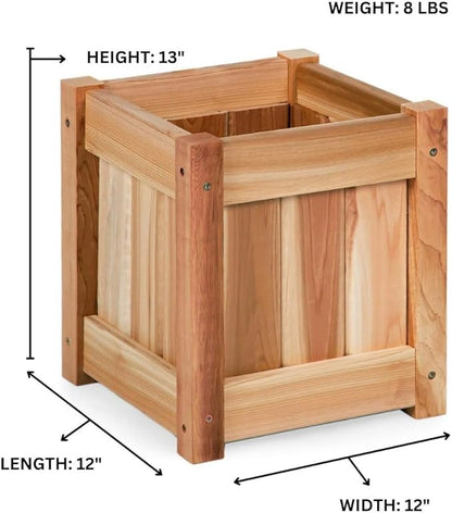 All Things Cedar Box Planter (12 x 12 x13-in) for Growing Flowers, Plants, and Herbs; Ideal for Patio, Porch, Garden, Balcony, Deck, or Other Outdoors Locations; 100% Natural Redwood Cedar