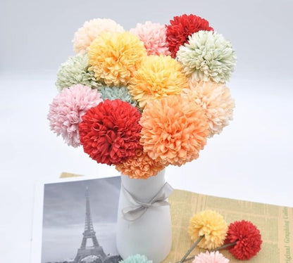 Artificial Flowers Chrysanthemum Ball Flowers 10pcs Bouquet for Autumn for Important People Glorious Moral for Home Office Coffee House Deco Parties and Wedding(Orange)