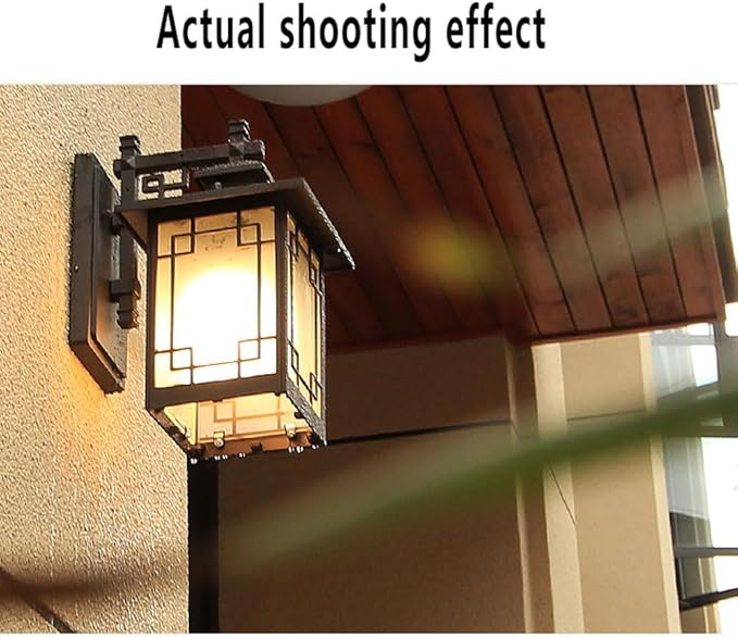 Japanese Style Black Square Simple Wall Lantern Frosted Glass lampshade Outdoor Wall Light IP65 Waterproof and dustproof Wall Lamp for Courtyard Front Doors Sconce Light