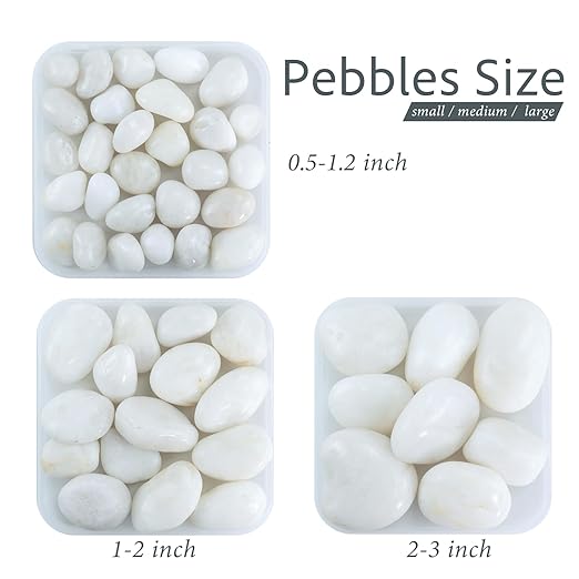 Pebbles for Indoor Plants, 10lbs White Pebbles 0.5-1.2 Inch Decorative River Rocks for Planters, High Polished Stones for Vase Filler Fish Tank Landscaping Garden