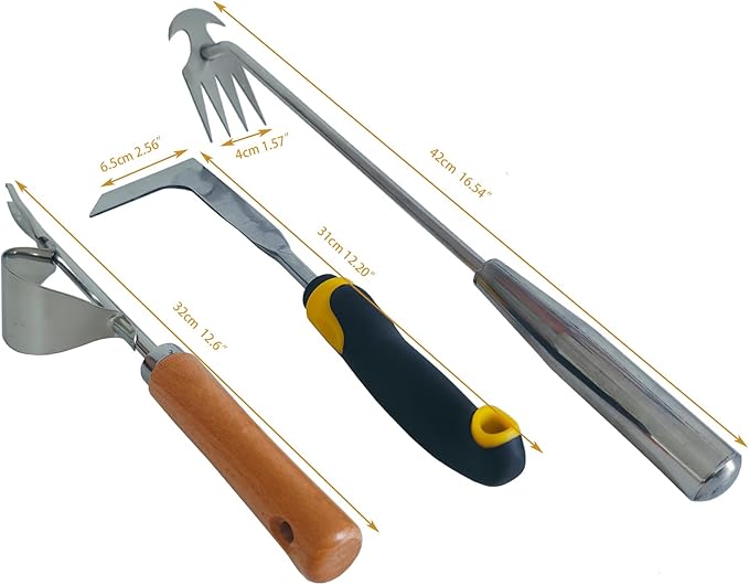 3 Pack Weed Remover Tool for Garden Patio, Manual Hand Weeder Tool, Crack Weeder Crevice Weeding Tool, 4 Teeth Weed Puller, Manual Tool for Lawn and Garden (Black)