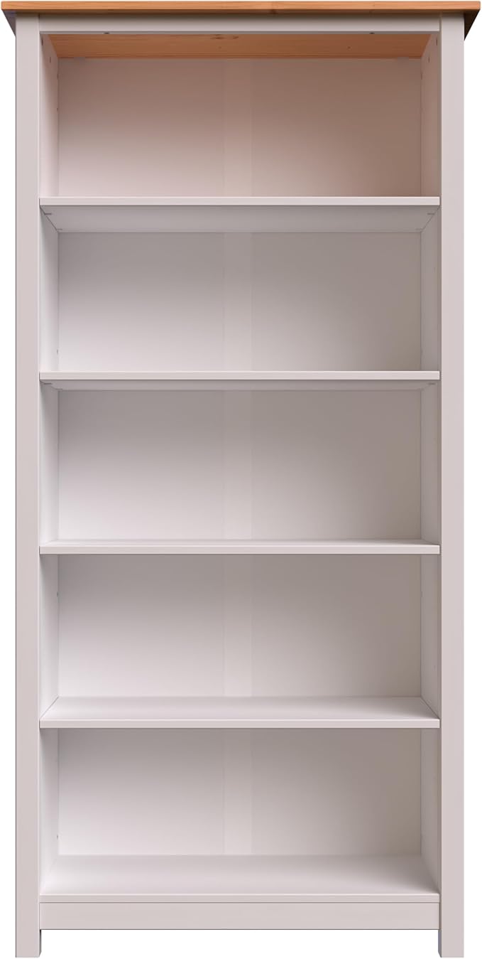 From the Tree Furniture Solid Pine Wood Bookcase – Tall Bookshelf with 4 Adjustable Shelves for Home, Office & Kids Room