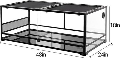 REPTI ZOO 85 Gallon Glass Reptile Terrarium 48" x 24" x 18", 2 in 1 Detachable Terrarium with Double Hinge Door & Top Screen Ventilation, Reptile Habitat Tank for Bearded Dragon, Ball Python, Gecko
