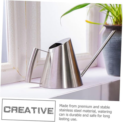 Lurrose Modern Stainless Steel Watering Can with Long Spout Ergonomic Handle Large Opening Sprinkling Pot for Indoor Outdoor Garden Plants House Flowers