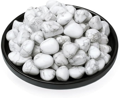Howlite Healing Crystal Stone Set - 24 Pieces, 0.6" Natural & Polished Stones for Healing, Meditation, Reiki, Chakra, Crafting & Decoration