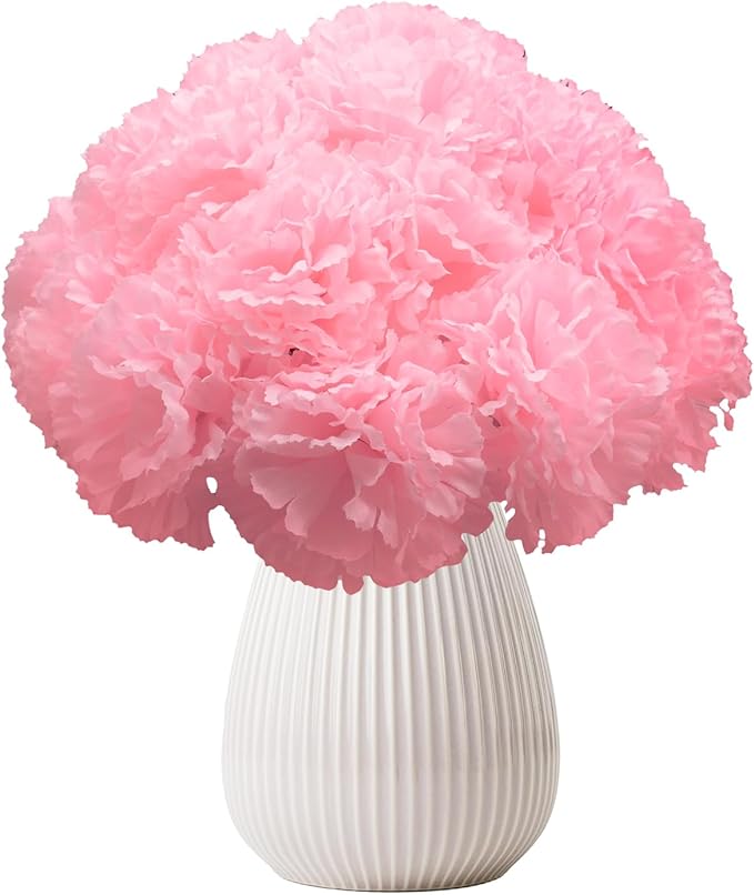 Silk Carnation Flower, 50 Artificial Flowers, Used for Wedding Decoration DIY Handmade Flowers, Carnation Flower Diameter 3.5 Inches and 6 Inches Stem (Pink)