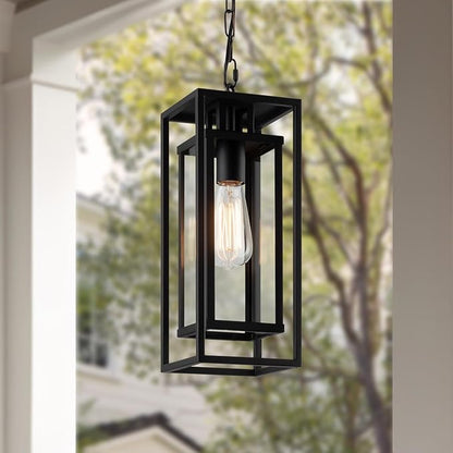 mirrea 14" Outdoor Pendant Lights for Front Porch Hanging Lamps for House Outside Lighting Fixture for Patio Exterior Chandelier for Entryway Ceiling Lanterns for Gazebo