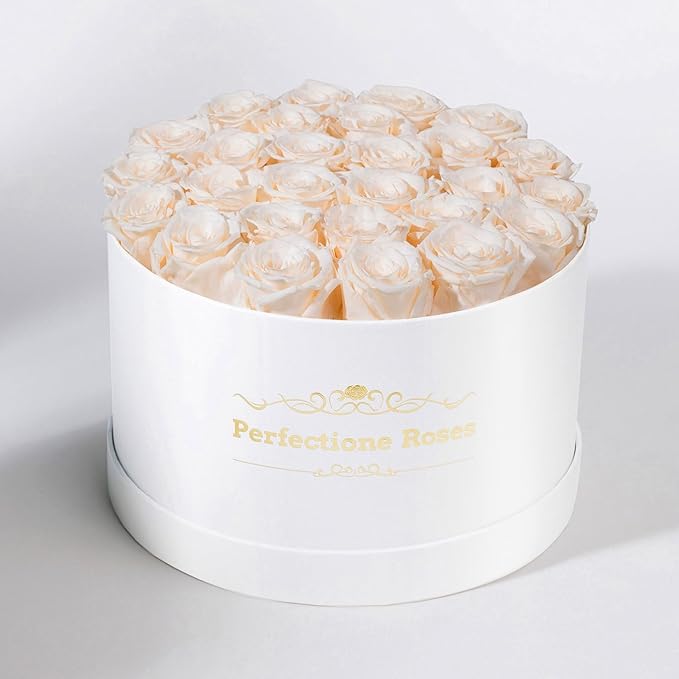 Perfectione Roses 27 Roses in a Box, Mothers Day Rose, Preserved Flowers for Her, Flowers for Delivery Birthday Gifts for Women (Buttermilk)