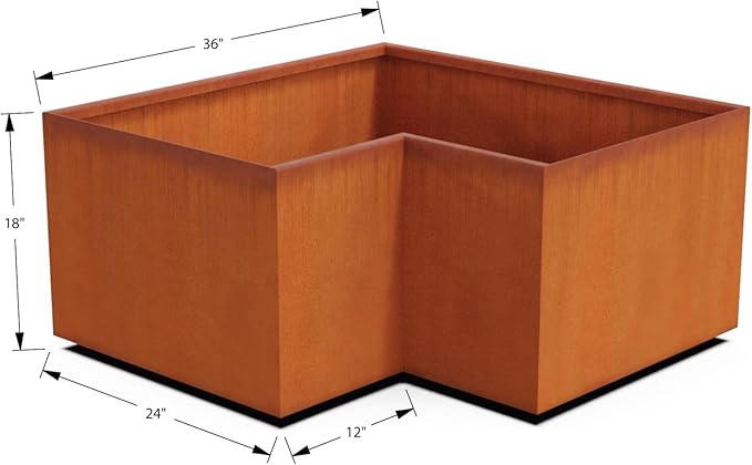 Plantercraft Large Rectangular Planters for Outdoor Plants | 36x24x18 Inch Corten Steel Planter Box for Patio, Garden & Landscape | Heavy Duty Metal Planter
