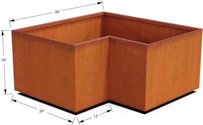 Plantercraft Large Rectangular Planters for Outdoor Plants | 36x24x18 Inch Corten Steel Planter Box for Patio, Garden & Landscape | Heavy Duty Metal Planter
