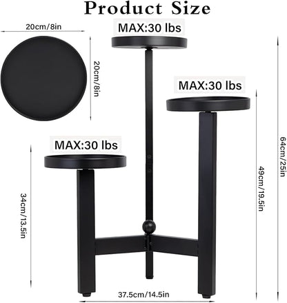 3 Tier Plant Stand - 25 Inch Iron Multi-Tiered Shelf for Indoor & Outdoor Greenery | Modern Space-Saving Display Rack for Flowers, Succulents, and Home Decor