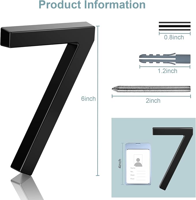 6" Floating Stainless Steel Address House Number, Modern Metal Anti-Rust House Numbers with Nail Kits for Door Garden Mailbox Decor Visibility Signage (0)