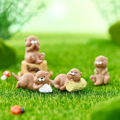 Otters Fairy Garden Accessories, Lovely Otter Miniature Figurines, Mini Otter Fairy Garden Kit for Micro Landscape, Plant Pots, Bonsai Craft Decor, Desk Decoration, Cake Topper, Home Decoration