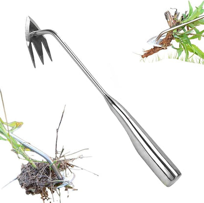 Yilia Weed Puller Tool, 2025 New Garden Weed Pulling Tool Uprooting Weeding Tool, 4 Teeth Weed Puller Tool Manganese Steel with Long Handle, Weeder Tool for Vegetable Garden Yard Planting (13.54inch)
