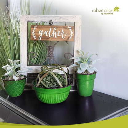 Headwind Glazed Ironstone Boutique Collection Plant Pot Indoor – Mini Venti 5 Inch – Kale Color Flower Pots for Indoor Plants - Glazed Pots for Plants by Robert Allen