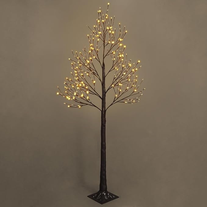 CAPHAUS 6FT Lighted Willow Tree with 120 Warm White LED Lights, Artificial Twinkling Twig Tree for Christmas Decorations Indoor, Holiday & Winter Home Decor