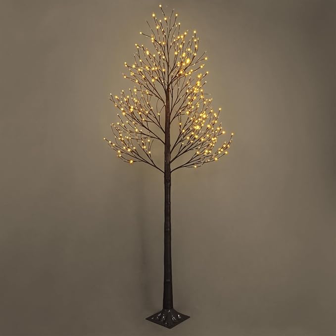 CAPHAUS 8FT Lighted Willow Tree with 240 Warm White LED Lights, Artificial Twinkling Twig Tree for Christmas Decorations Indoor, Holiday & Winter Home Decor