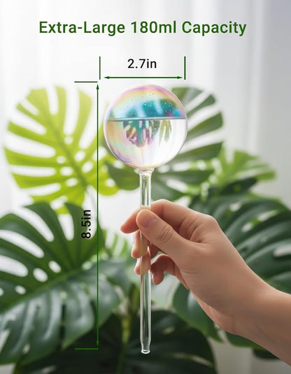 2 Pack Self Watering Globes for Plant, Iridescent Glass Rainbow Watering Bulbs, Automatic Plant Waterer for Indoor & Outdoor Potted Plants，Vacation Plant Watering Devices System，Plant Watering Devices