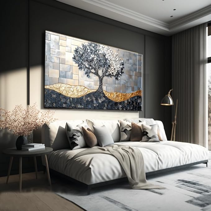 IDAFU Tree Canvas Wall Art Abstract tree Prints Nature Painting, Modern Tree of Life Painting Prints Large Size Artwork for Living Room Bedroom Bathroom Office Home Wall Decor,Ready to Hang 40L x20W