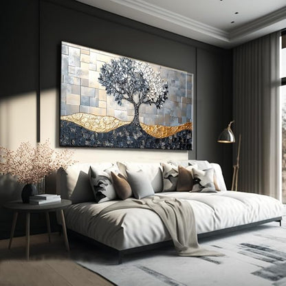 IDAFU Tree Canvas Wall Art Abstract tree Prints Nature Painting, Modern Tree of Life Painting Prints Large Size Artwork for Living Room Bedroom Bathroom Office Home Wall Decor,Ready to Hang 60L x30W