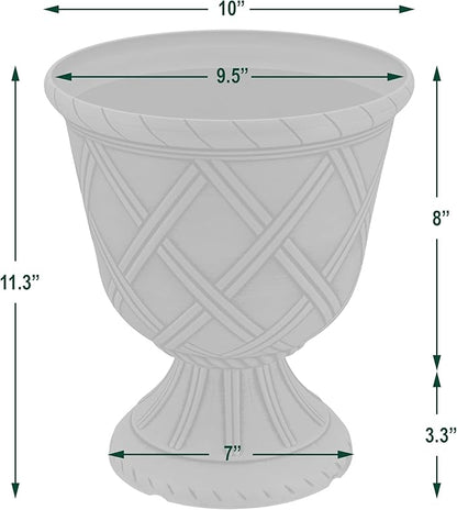 Arcadia Garden Products PL60GD Lattice Plastic Garden Urn, Classic Decorative Garden Pot Planter for Indoor and Outdoor Plants, Gold