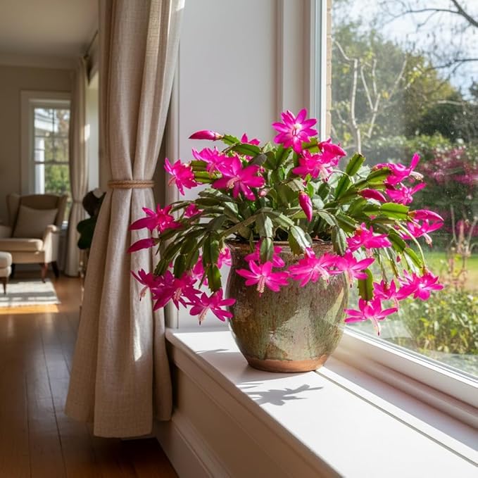 Christmas Cactus Live Plant 4 inch Pot, Christmas Flower Plant, Flower Succulents Plants, Holiday Christmas Cactus for Planting (Pink Christmas Cactus)