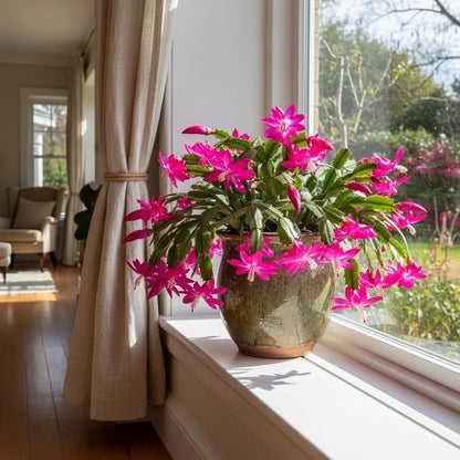 Christmas Cactus Live Plant 4 inch Pot, Christmas Flower Plant, Flower Succulents Plants, Holiday Christmas Cactus for Planting (Pink Christmas Cactus)