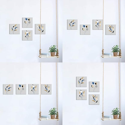 ARTISTIC PATH Botanical Leaf Prints Wall Art: Branch Leaves Pictures Paintings on Canvas Artwork for Dinning Room (12" W x 12" H x 4 PCS,Multi-Sized)