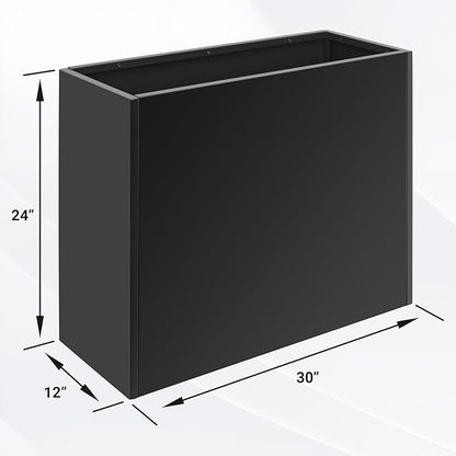 Metal Planter Box 30” x 12” x 24”, Outdoor Planter with Removable Insert Shelf, Black Steel Planter Heavy Duty for Porch, Garden, Patio, Yard