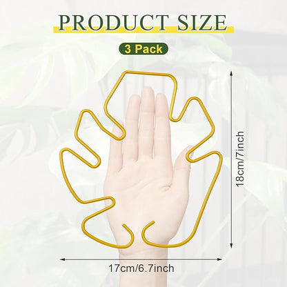 Monstera Plant Support 3 Pack, Plant Supports for Indoor Plants, Metal Plant Stem Holder Large Plant Support Ring Unique Design for Climbing Plants Stem Stabilizer Growth Accessories (Gold)