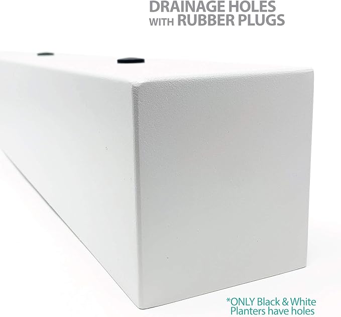 Buhbo White Rectangle Planter - Modern Steel Trough for Succulents, Indoor/Outdoor Use, 32 in, Includes Drainage Hole