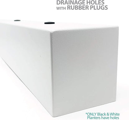 Buhbo White Rectangle Planter - Modern Steel Trough for Succulents, Indoor/Outdoor Use, 32 in, Includes Drainage Hole