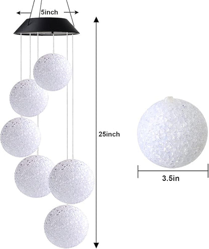 Solar Wind Chime Outside Color Changing Ball Wind Chimes, LED Mobile Solar Lamp for Mom Grandma Waterproof Outdoor Lights for Garden Patio Party Yard Window Decorations