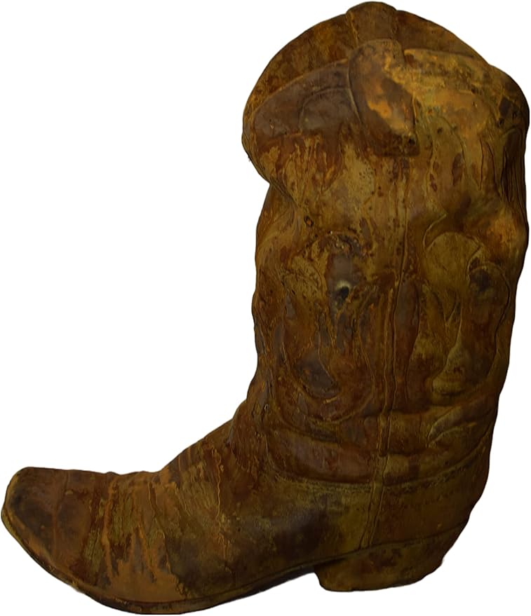 Western Boot Planter – 21" Tall Heavy 81 lb Cast Concrete Cowboy Boot Outdoor Planter, Rustic Western Garden Décor, Durable Weatherproof Stone Flower Pot