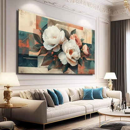 IDAFU Modern Country Floral Wall Art - Country flower wall art Landscape Canvas Painting, Botanical Spring Wall Décor Pictures for Living Room, Bedroom & Office, Ready to Hang 40L x 20W