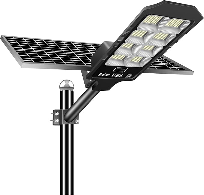 Solar Street Lights Outdoor, 6600W Solar Flood Parking Lot Lights With Remote Security Motion Sensor Led Fixture Dusk to Dawn IP66 Waterproof For Stadium,Pathway,Yard,Driveway,Roadway,Basketball Court