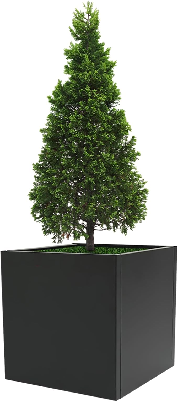 Steel Planter Box, 32" x 32" x 32" Square Planter Metal Box Tall Planters Heavy Duty Plant Boxes for Indoor Outdoor Tall Plants, Flowers or Shrubs (Black, 32" x 32" x 32")