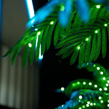 Artificial Palm Tree Christmas Tree 7Ft 3Trunks 260LED Lighted Simulation Tropical Palm Tree Fake Plant Light for Patio Home Office Beach Yard Cruise Hawaiian Party Tiki Bar Decorations - Electric