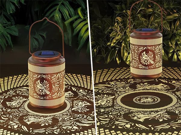 Solar Garden Colorful Lanterns, Hollow Metal Lamp, Waterproof Outdoor Decorative Light for Yard,Patio,Garden Decor (2)