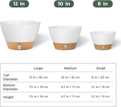 ZMTECH 8 Inch Hanging Planters for Indoor Plants, Hanging Baskets for Plants Outdoor with Visible Water Level, Hanging Flower Pots with Drainage Holes & Removable Tray(2 Pack, White)
